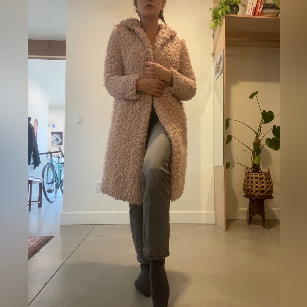 Fuzzy, warm, faux fur coat - long